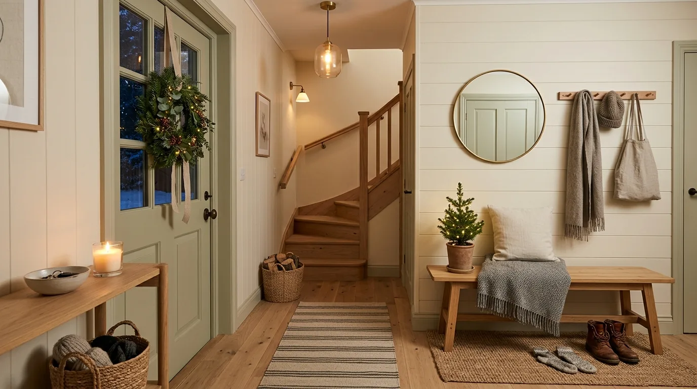 Keep mantel and tabletop styling very lightly edited inspiration for a Scandinavian holiday home.